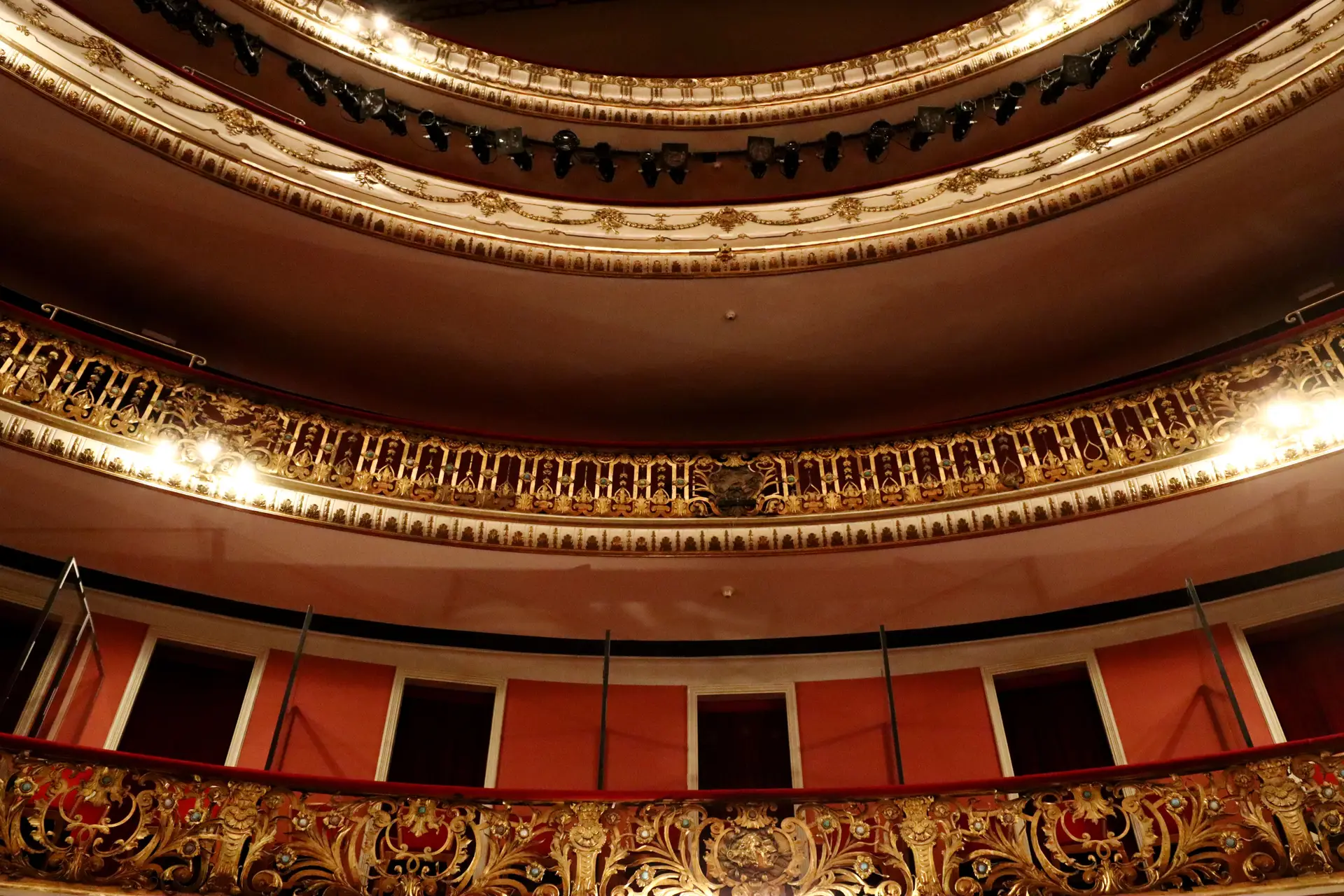 Dramatic stage lighting in a grand theatre